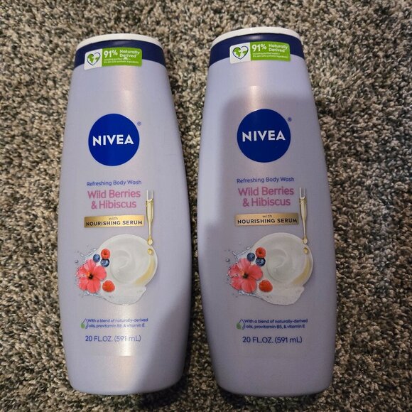 Lot of 2 New Nivea Wild Berries and Hibiscus Body Wash 20 fl.oz. - Picture 1 of 2